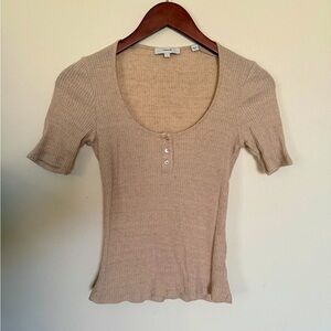 Vince Oatmeal henley top size small